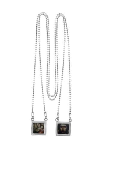 STERLING SILVER WITH WOOL  BROWN SCAPULAR NECKLACE - 18"